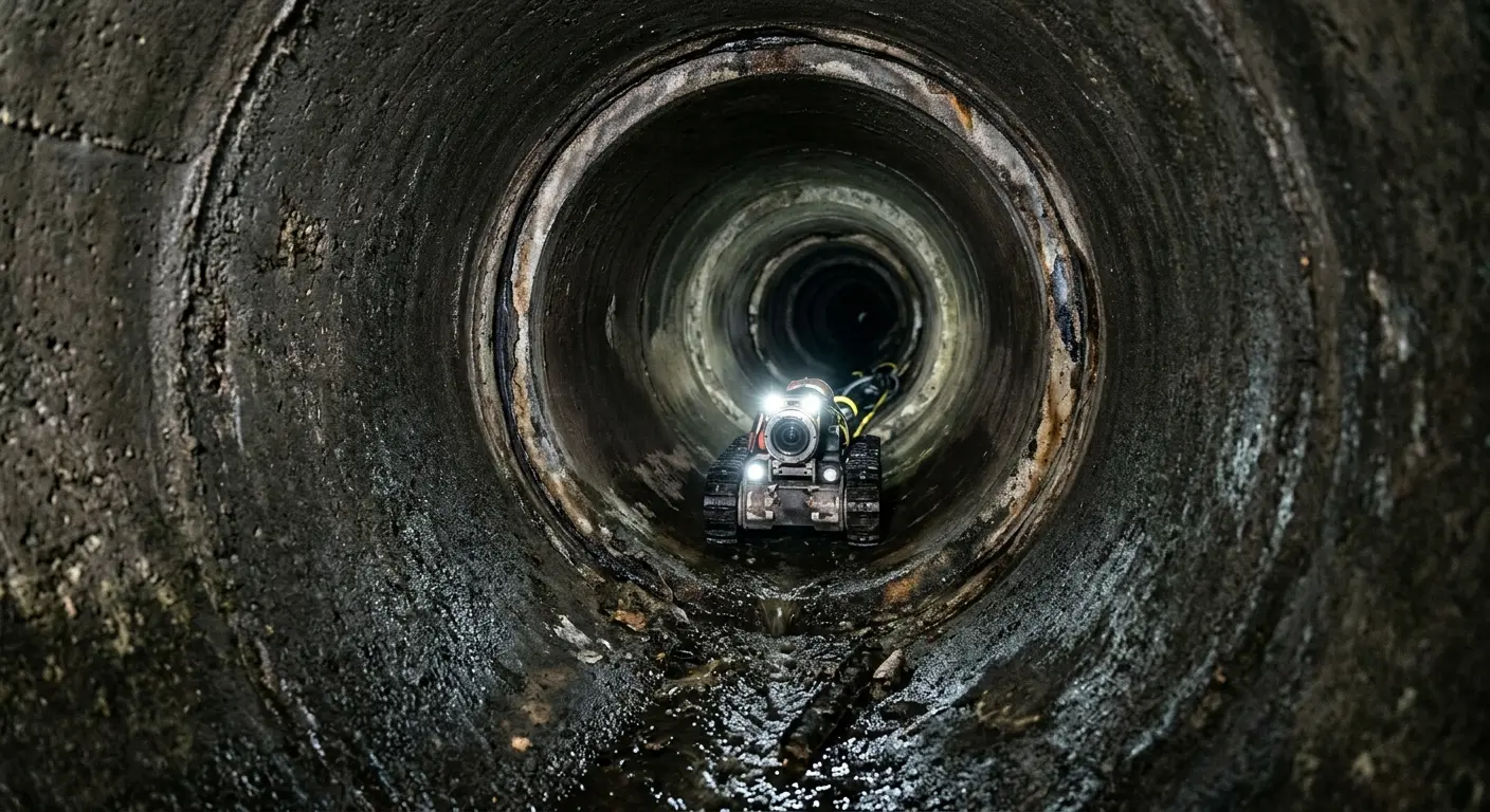 Robotic sewer camera inspecting pipe interior for Sewer Line Cleaning in Kiryas Joel